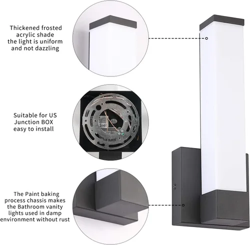 Miniatura 5 de Aplique de pared negro para decoración de la casa, luces LED de pared para dormitorio, lámpara de pared de mesita de noche, lámpara de pared moderna