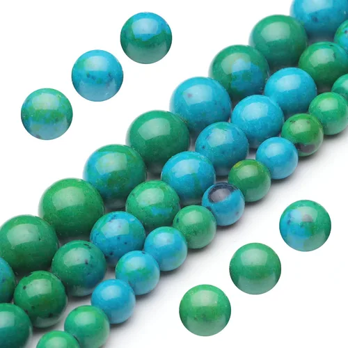 Miniatura 25 de Youngbling Cuentas de piedras preciosas naturales para la fabricación de joyas, cuentas de piedra lisa pulida de jade verde blanco pulido redondo
