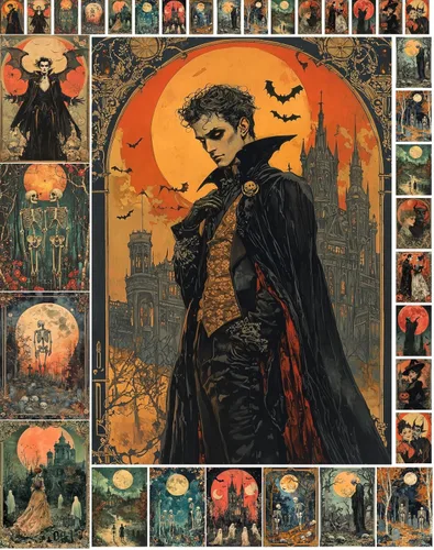 Miniatura 10 de Decoupage - Paquete de papel (35 hojas de 6 x 8 pulgadas), elegante hechicería de Halloween, brujas elegantes, gatos negros y fantasmas juguetones