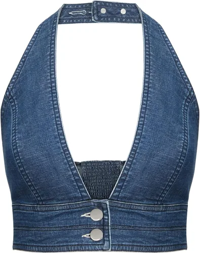 Miniatura 4 de Camiseta corta sin mangas con botones en la parte delantera y cuello en V profundo para mujer, corsé sin espalda