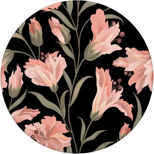 Miniatura 3 de Negro Base Rosa Flor Vintage Floral Patrón PopSockets PopGrip: Agarre intercambiable para teléfonos y tabletas