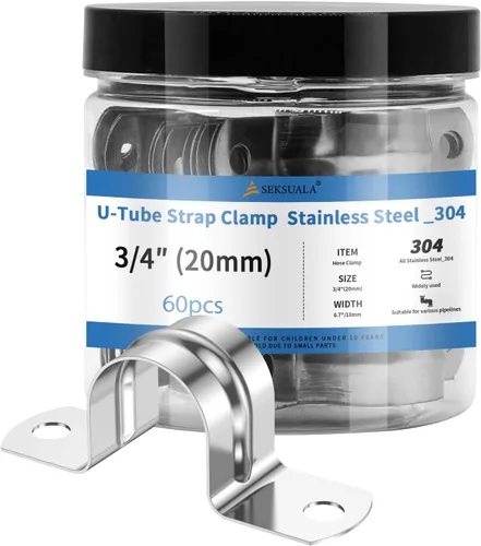 Miniatura 9 de 24 Piezas Abrazaderas de Conducto de Acero Inoxidable 304 de 1 1/4 Pulgadas (32mm), Abrazadera de Correa de Tubo en U de 2 Agujeros Soporte en U