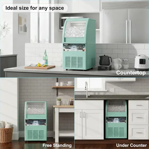 Miniatura 3 de Máquina comercial para hacer hielo, máquina de hielo de 100 libras/24 horas con contenedor de almacenamiento de 20 libras, 50 cubos en 8-12 minutos