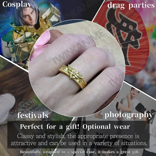Miniatura 4 de TWINKANIME All 6 S925 Silver Ring Anime Sagittarius for Cosplay Open Band Adjustable Ring for Cosplay Prop