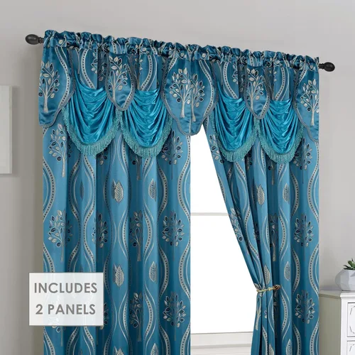 Miniatura 6 de Elegant Comfort Lujoso y hermoso juego de paneles de cortina con cenefa adjunta y respaldo de 54" x 84 pulgadas (juego de 2), azul marino