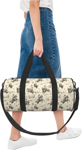 Miniatura 5 de Large Duffle Bag for Travel - Retro Western Cowboy A Print Gym Bag for Women Men, Travel Foldable Bags for Women Men with Zippered Multiple Pockets
