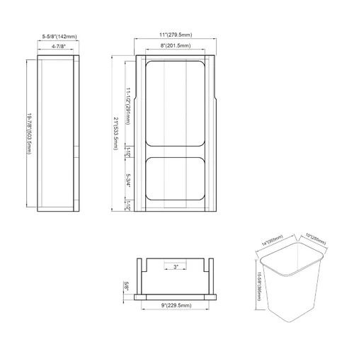 Miniatura 7 de Dowell B15 Base de madera extraíble con cubo de plástico de 20 cuartos (4006 0115)