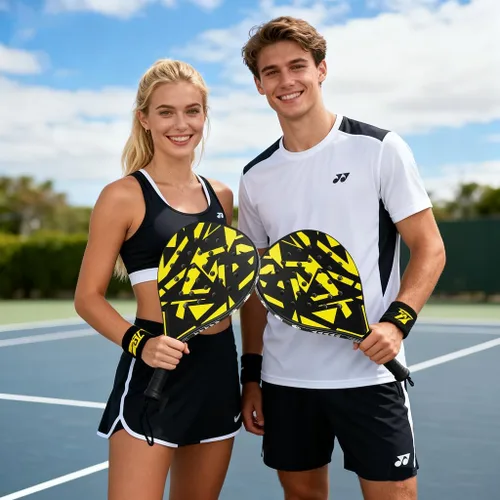 Miniatura 3 de Padel Racket Set of 2 - ABS Surface & EVA Foam Core, Beach Paddle Tennis Racquets for Adults, Including 2 Balls & Carry Bag - Outdoor, Sand, Amarillo