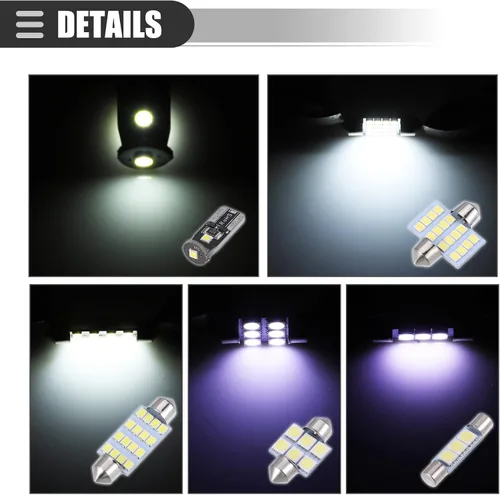 Miniatura 6 de Motoforti Juego de bombillas LED universales T10, bombillas LED de repuesto para interiores, bombillas de repuesto de 24/30/31/31.5/1.575 in