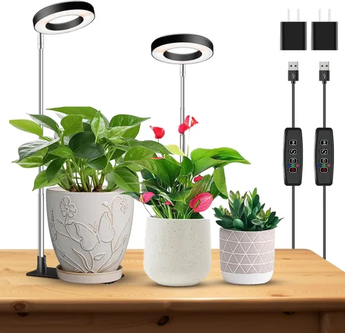 Miniatura 20 de Kullinss - Luz de crecimiento, 48 luces LED de espectro completo para plantas de cultivo en interiores con base desmontable, temporizador de Grano