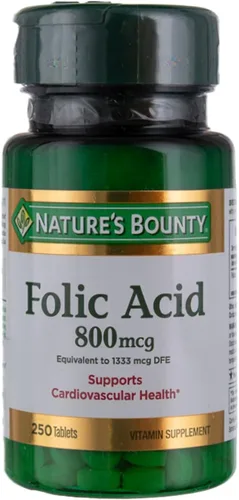 Nature's Bounty Suplemento de ácido fólico, apoya la salud cardiovascular, 800mcg, multi, sin sabor, 750 unidades, paquete de 3
