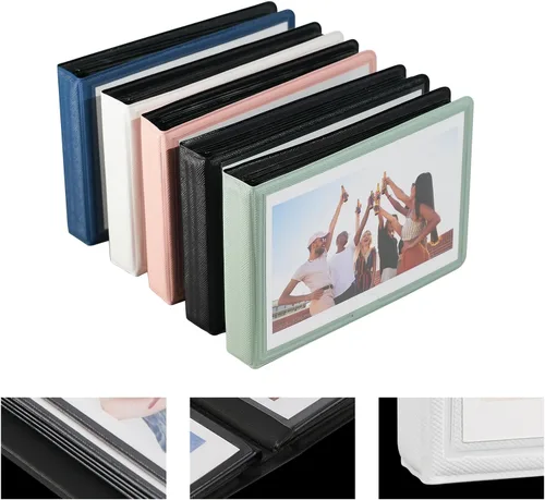 Miniatura 4 de Álbum de fotos pequeño de 4 x 6 pulgadas con capacidad para 28+1 fotografías horizontales, mini libro de fotos de capacidad con cubierta de cuero