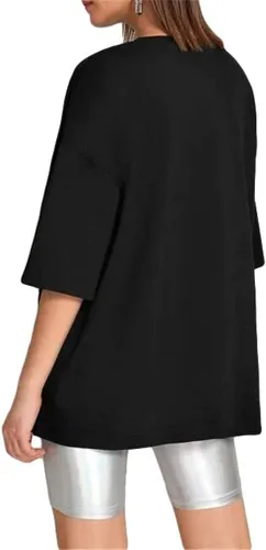 Miniatura 3 de Fenxxxl Camiseta de gran tamaño para mujer, de manga corta, cuello redondo, casual, hombros caídos, holgadas