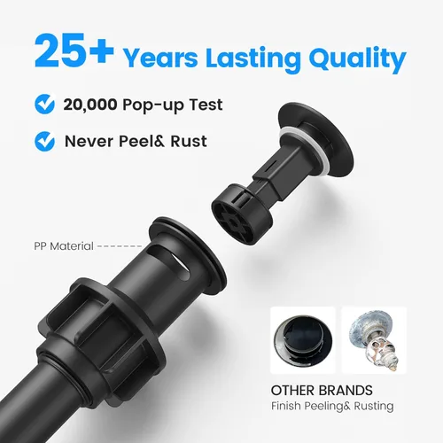 Miniatura 5 de Drenaje de lavabo de baño con desbordamiento, tapón universal para lavabo de baño, drenaje de plástico de drenaje rápido con colador 2 x negro mate
