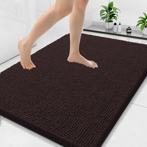 Miniatura 86 de Arotive Alfombras de baño de felpilla extrasuaves y absorbentes, de 24 x 16 pulgadas, lavables a máquina, parte trasera de goma antideslizante