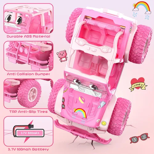 Miniatura 2 de NQD - Auto a control remoto, juguetes recargables de carreras de radiocontrol con calcomanías, escala 1:16, 80 minutos de juego, camiones todo