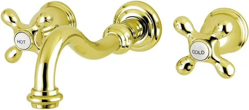 Miniatura 10 de Kingston Brass KS3123AX - Grifo de baño de montaje en pared central de 8 pulgadas, latón antiguo