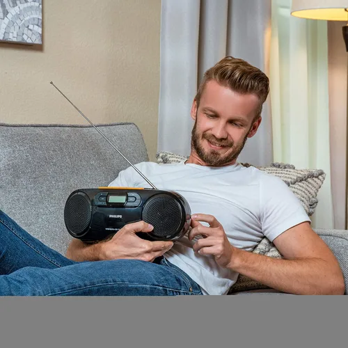 Miniatura 7 de Philips Reproductor de CD portátil Boombox - Reproductor de MP3 portátil y reproductor de cinta de casete, sistema de sonido estéreo compacto Boom