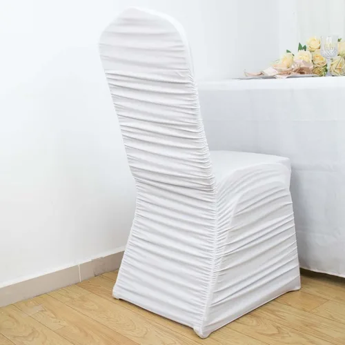 Miniatura 35 de Efavormart 1 juego de fundas para sillas de banquete con volantes y falda plisada de spandex blanco, fundas elásticas lavables con bolsillos