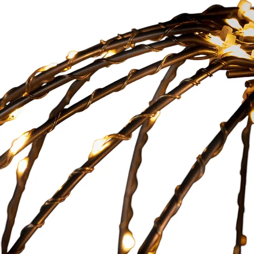 Miniatura 9 de Alpine Corporation Adorno colgante de metal plegable para interiores y exteriores de 16 pulgadas de alto, con luces LED blancas cálidas, decoración
