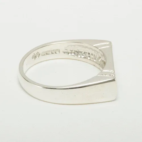 Miniatura 4 de Anillo de boda de plata de ley 925 con zafiro auténtico para hombre