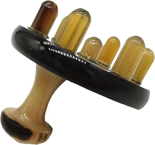 EXCEART Peine de pelo natural de cuerno de buey Guasha raspado peine de masaje anti estático peine de dientes anchos para el cabello masajeador del