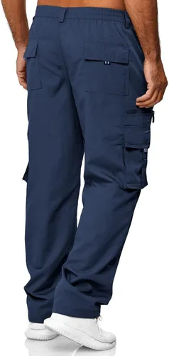 Miniatura 4 de THWEI Pantalones cargo para hombre, estilo casual, de algodón, con múltiples bolsillos, para senderismo, trabajo