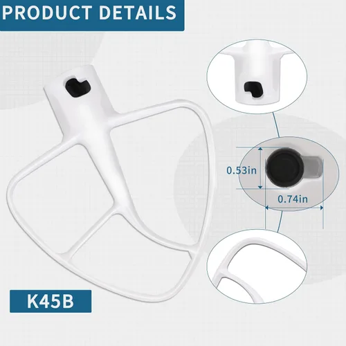 Miniatura 7 de Batidor plano recubierto K45B para mezclador KitchenAid, accesorio mezclador de ayuda de cocina, accesorios mezcladores Kitchenaid mezclador