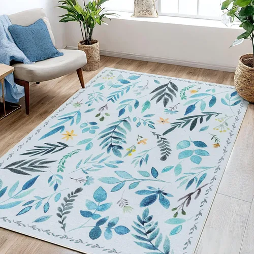 Miniatura 40 de Alfombras de 6 x 9, alfombras grandes lavables con flores estilo boho, alfombra de pelo bajo antideslizante y ultradelgada, alfombra para puerta