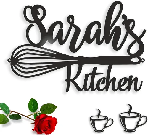 Miniatura 11 de Letrero de cocina de metal personalizado, letrero con nombre personalizado para decoración de granja, arte de pared para la cocina de mamá, regalo