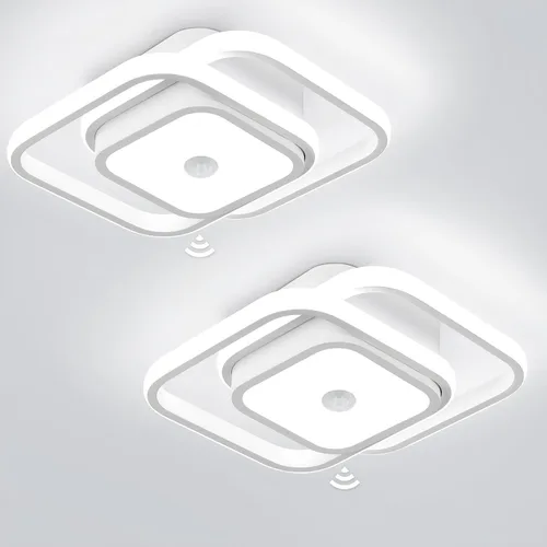 Miniatura 12 de Lámpara de techo LED con sensor de movimiento de 12.6 pulgadas para interiores, 36 W 6000 K, lámpara de techo blanca de montaje empotrado moderna