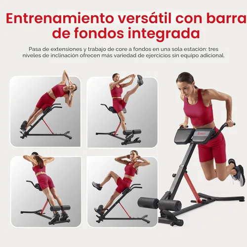 Miniatura 4 de Sunny Health & Fitness - Silla romana plegable de hiperextensión con extensión de espalda, banco de gimnasio en casa para sentadillas