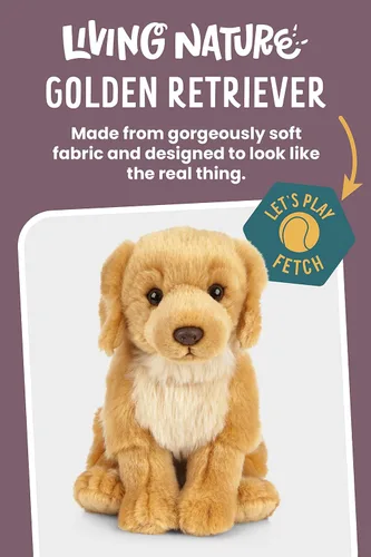 Miniatura 2 de Living Nature Golden Retriever - Animal de peluche Animal de perro esponjoso Juguete suave para niños 8 pulgadas
