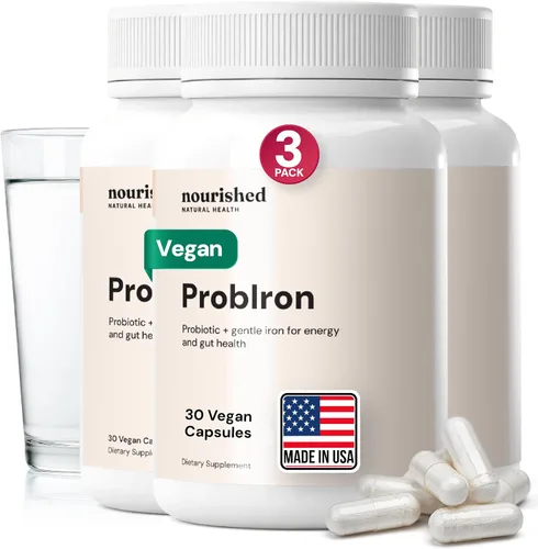 Miniatura 10 de Nourished Natural Health ProbIron - Suplemento probiótico + hierro para mujer potenciado con vitamina C y cobre, fórmula vegana para energía