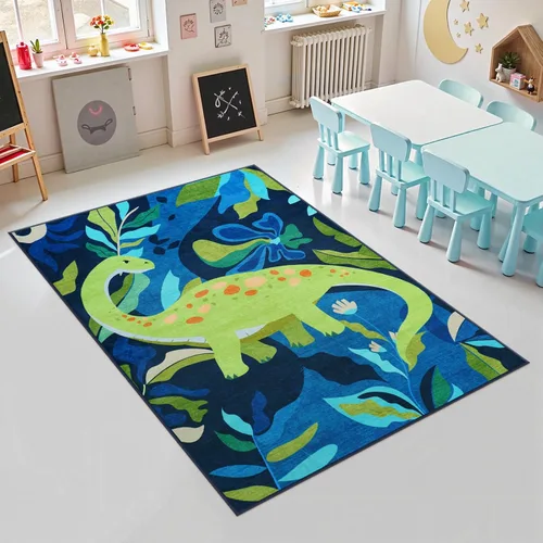 Miniatura 3 de LIVEBOX Alfombras lavables de dinosaurio de 3 x 5 pies para dormitorio de niños, alfombra suave de animales para sala de juegos de niños, alfombras