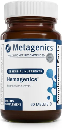 Metagenics Hemagenics - Suplemento de hierro con vitamina B12, B6 y folato para ayudar a apoyar la función saludable de los glóbulos rojos, 60