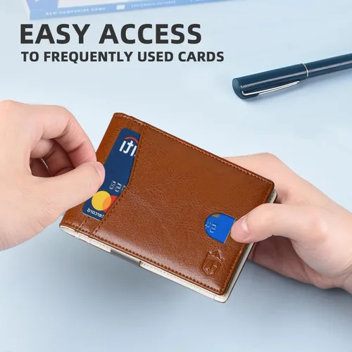 Miniatura 125 de Zitahli - Billetera delgada con 12 ranuras para tarjetas, ventana de identificación con clip para dinero, bolsillo frontal RFID plegable, pequeña