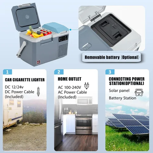 Miniatura 7 de Alpicool LGMP8 Refrigerador Portátil 8 Cuartos 12 Voltios Refrigerador de Automóvil Congelador, -4°F ~122°F, para Pesca, Camping, RV, Viaje
