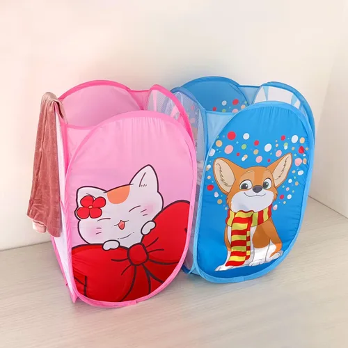 Miniatura 5 de Bolsa de almacenamiento de ropa sucia plegable tierna con imágenes (3)