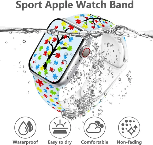 Miniatura 2 de Correa de reloj Holidays compatible con Apple Watch Series 11 10 9 8 7 6 5 4 3 Ultra SE para mujeres y hombres, correa de calabaza de silicona suave