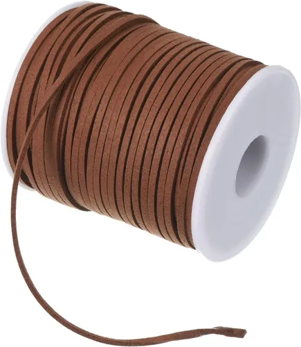 Miniatura 14 de PATIKIL Cordón de gamuza con carrete en rollo de 0.118 in, 50 yardas, cordón plano de piel sintética para collares, pulseras, joyería, cuentas, Azul