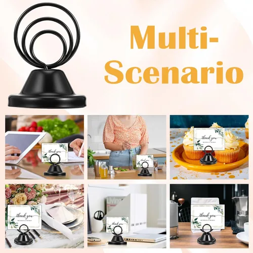 Miniatura 7 de 20 soportes para números de mesa, soportes de metal circulares con nombre base, clips de menú para boda, fiesta, recepción, soportes de fotos