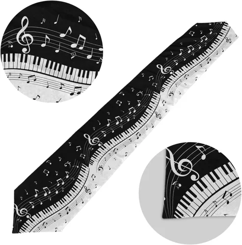 Miniatura 3 de WOOR Camino de mesa retro de doble cara con notas y teclas de piano, camino de mesa de 13 x 70 pulgadas de largo, mantel para bodas, fiestas
