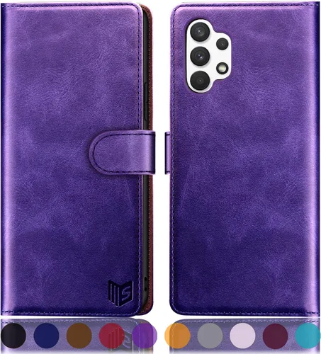 Miniatura 11 de SUANPOT Funda de piel tipo cartera para Samsung Galaxy A32 5G con bloqueo RFID, soporte para tarjetas de crédito, funda de teléfono con tapa tipo