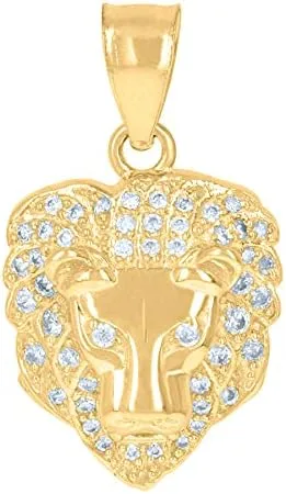 Collar con colgante de circonita cúbica de oro amarillo de 10 quilates para hombre con circonita cúbica de imitación de diamante signo del zodiaco