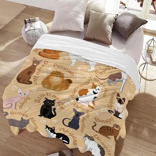 Miniatura 9 de Manta de gatos para amantes de los gatos - 40x50 pulgadas, mantas de franela suaves con patrón de gatos lindos, acogedoras, para gatos de raza