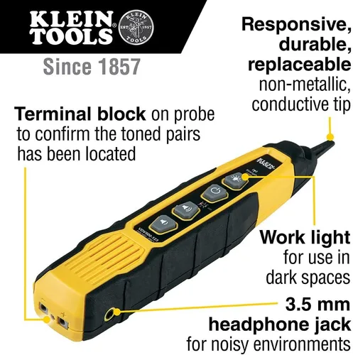 Miniatura 2 de Klein Tools VDV500-123 Sonda de trazado de cables con luz de trabajo LED para cables Ethernet, Internet, teléfono, altavoces, coaxial, video y datos