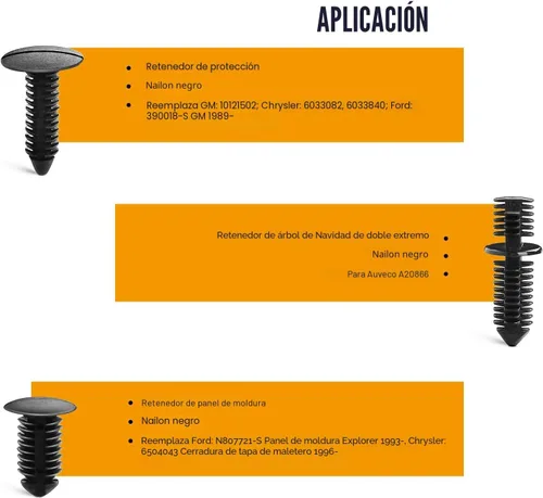 Miniatura 8 de GOOACC 146 piezas de retenedor de protección de parachoques de nailon y clips de retención de árbol de Navidad de doble extremo, retenedor universal