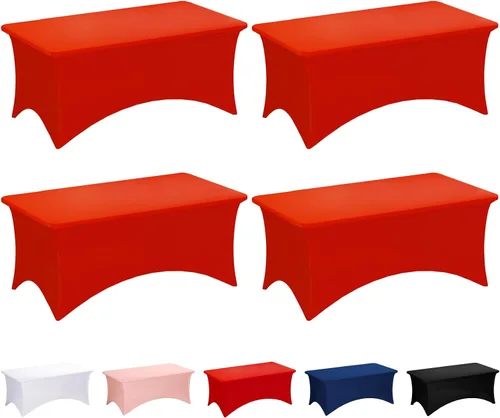 Miniatura 44 de Fixwal Paquete de 3 Manteles Negros para Mesas Rectangulares de 6 Pies, Manteles Rectangulares Elásticos de Spandex Ajustables de 6 Pies