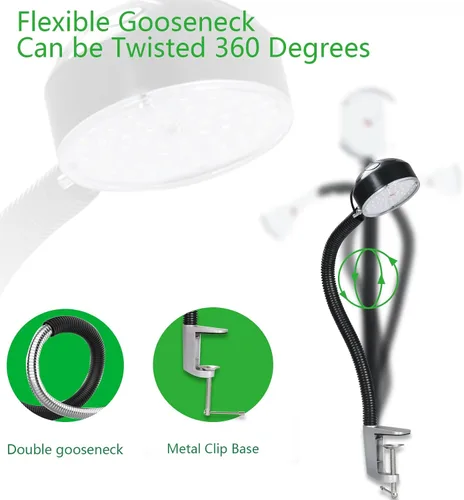 Miniatura 3 de Luz de trabajo con abrazadera LED con cuello de cisne flexible, 20 W, 2000 lúmenes, 6500 K, 110 V, enchufe de EE. UU., luz de torno de máquina